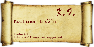 Kolliner Irén névjegykártya